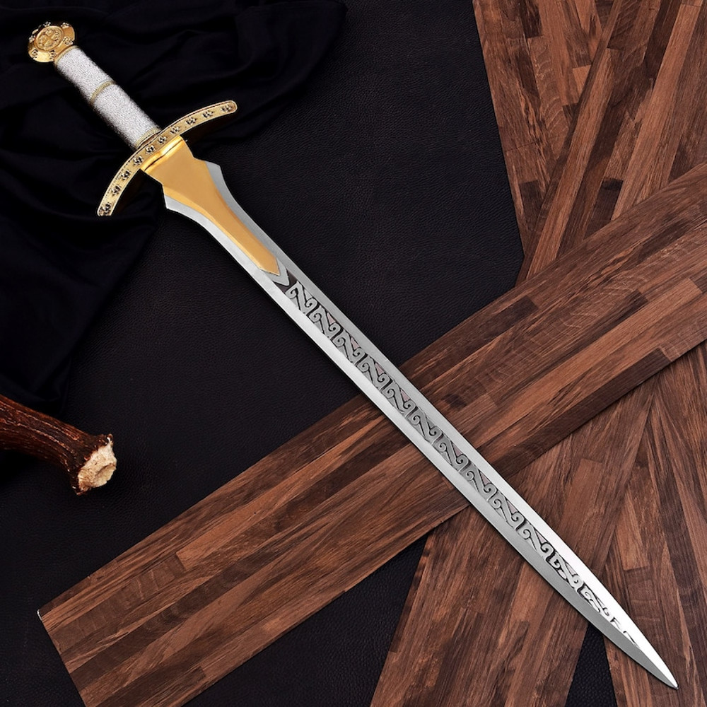 Custom Handmade J2 Carbon Steel SwordKingdom Of Heaven SwordKing Of Jerusalem SwordScabbard SwordWedding Gift 4
