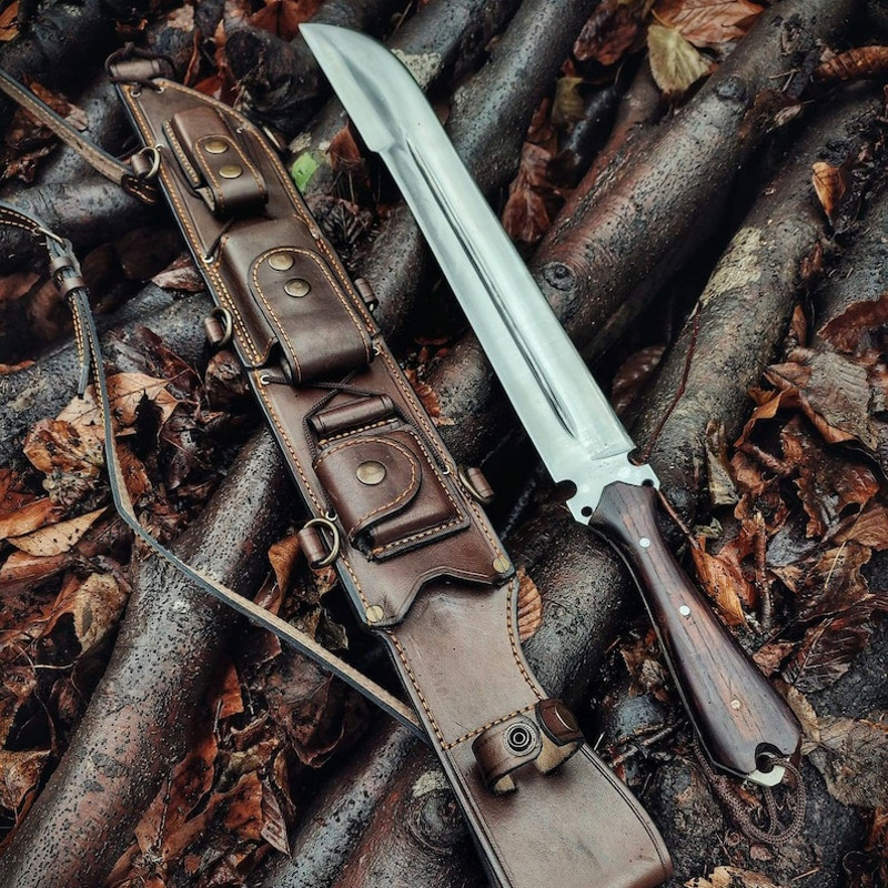 Handmade Forest Knife With Back Sling And Leather Sheath 2