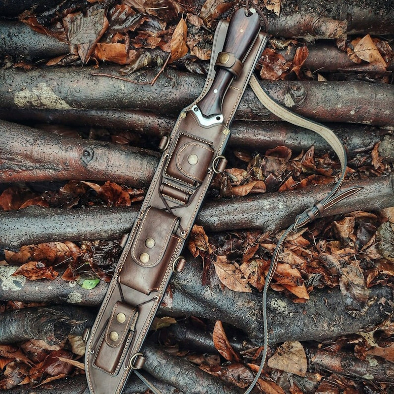 Handmade Forest Knife With Back Sling And Leather Sheath 3