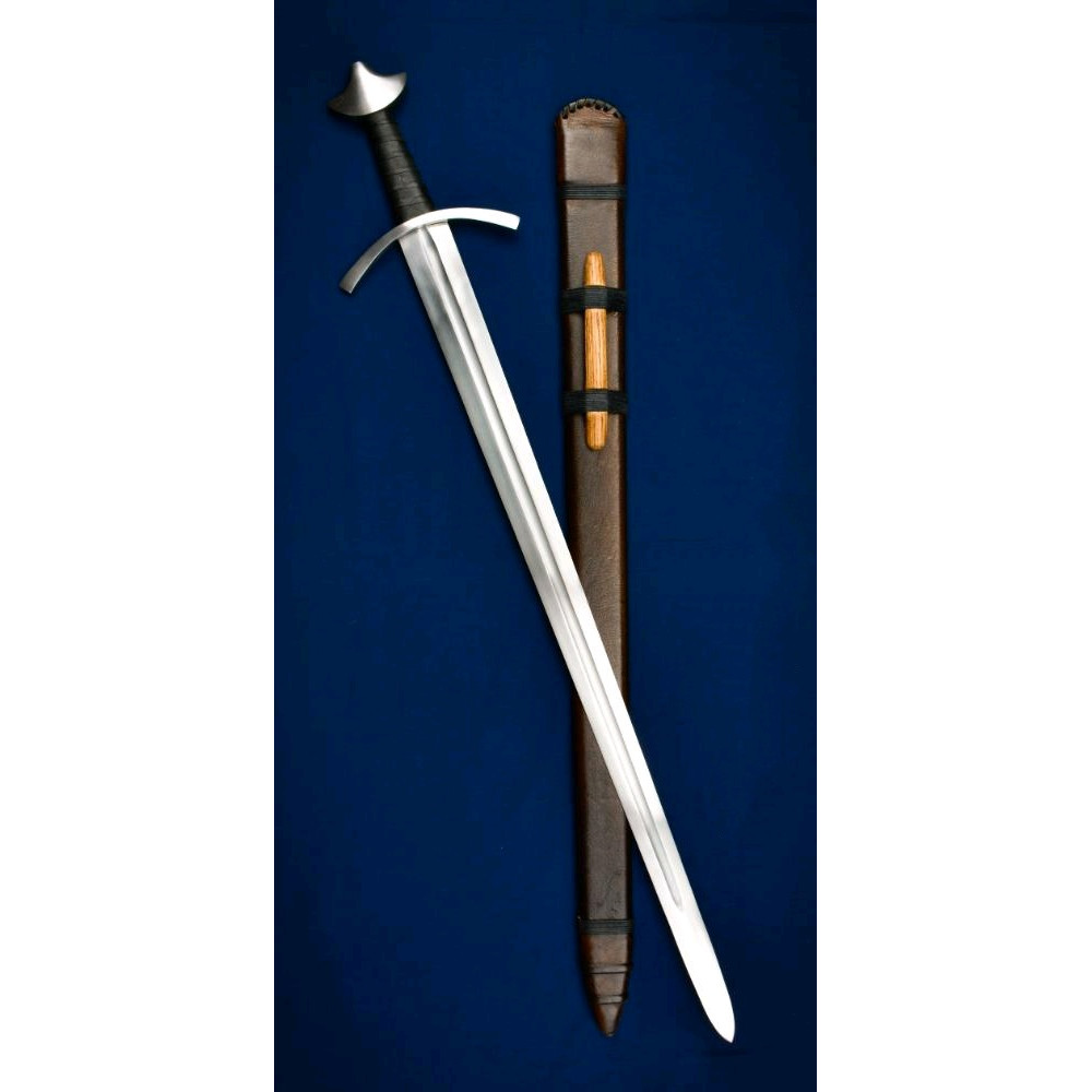 Handmade Norman 37 Medieval Sword High Carbon Steel Blade Silver Guard Wooden Grip Includes Woo 0