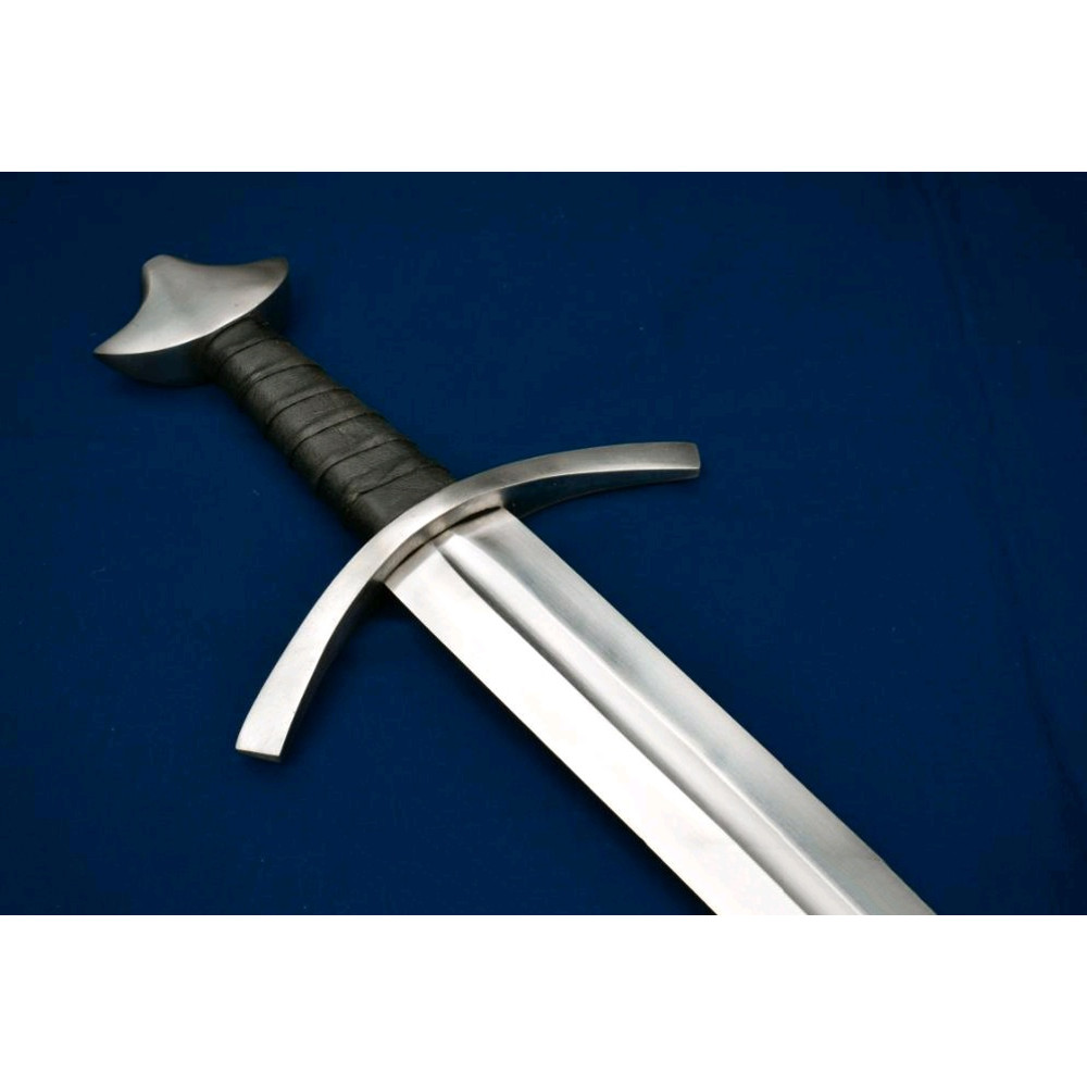 Handmade Norman 37 Medieval Sword High Carbon Steel Blade Silver Guard Wooden Grip Includes Woo 3