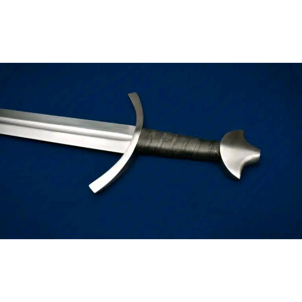 Handmade Norman 37 Medieval Sword High Carbon Steel Blade Silver Guard Wooden Grip Includes Woo 4