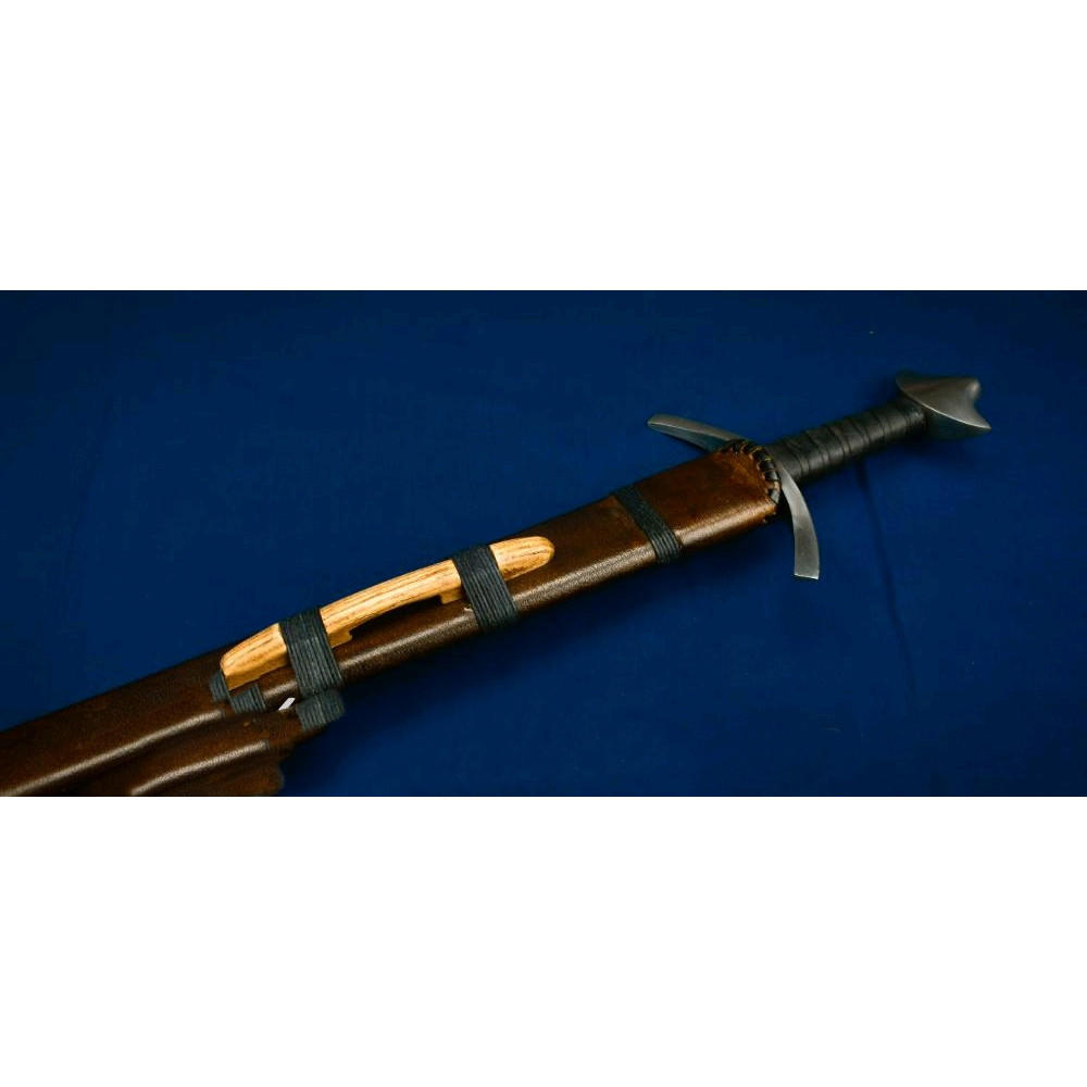 Handmade Norman 37 Medieval Sword High Carbon Steel Blade Silver Guard Wooden Grip Includes Woo 7