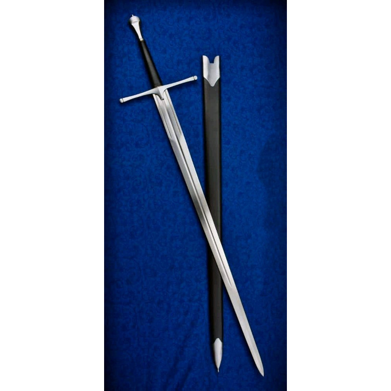 Handmade Sword Of Roven 45 Medieval Sword High Carbon Steel Blade Silver Guard Wooden Grip Scab 0