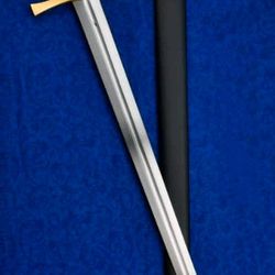 legendary 43'' excalibur sword – decorative medieval style – gold accents – high carbon steel – includes scabbard