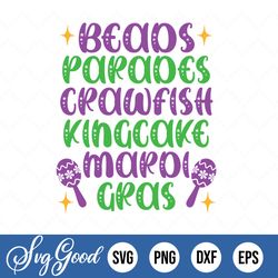 mardi gras svg cut file cricut cameo beads parades crawfish kingcake svg, funny saying svg, louisiana svg, fat tuesday