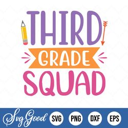 third grade squad, 3rd grade, teacher svg, grunge distressed, png, dxf, svg files for cricut, , sublimination, vinyl cut