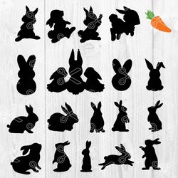 Bunny Bundle Svg, Bunny Svg, Rabbit Svg, Rabbit Silhousette Svg, Animal Svg, Png Dxf Eps Digital File