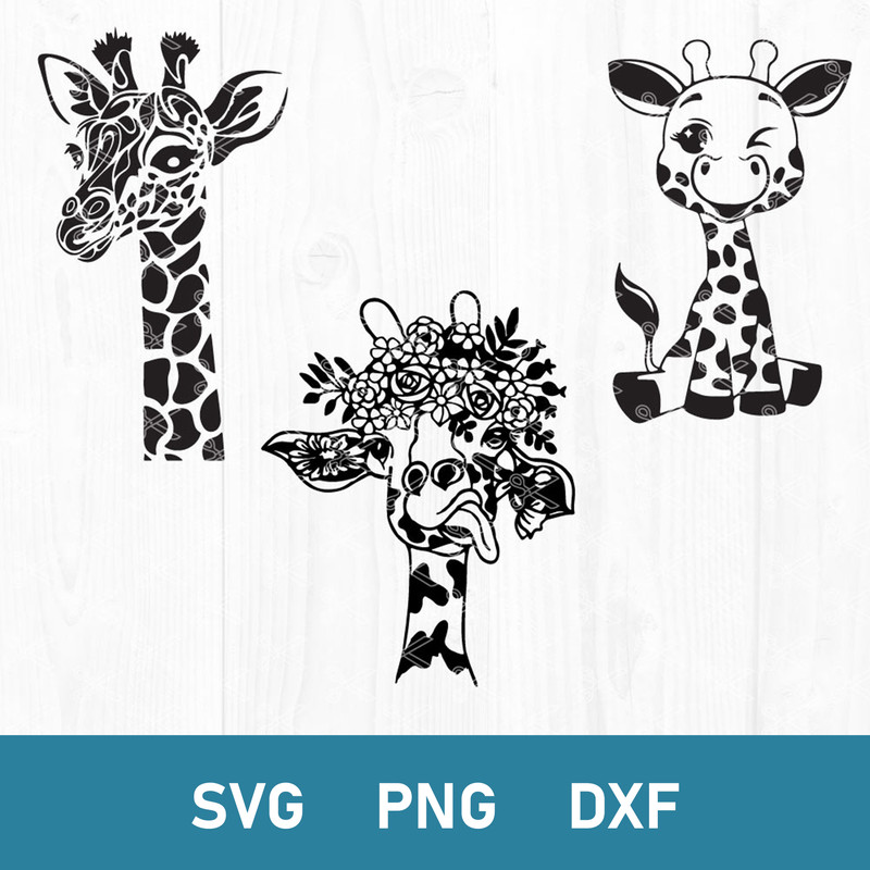 Giraffe Bundle Svg, Giraffe Flower Svg, Giraffe Svg, Animal Svg, Png Dxf Digital File.jpg