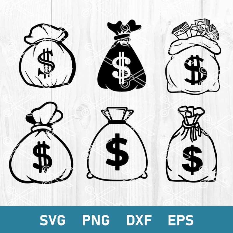 Money Bag Svg, Cash Bag Svg, Bank Bag Svg, Dollar Bag Svg, Png Dxf Eps Digital File.jpeg