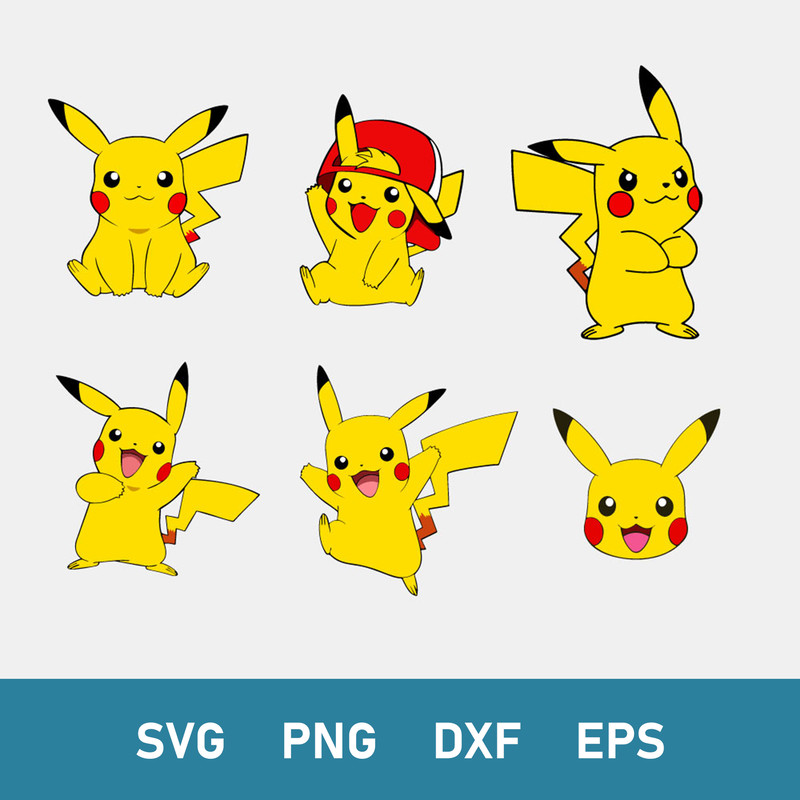 Pikachu Bundle Svg, Pikachu Svg, Pokemon Svg, Png Dxf Eps Digital File.jpeg