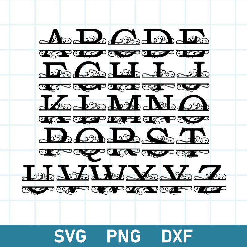 Slit Monogram Letters Svg, Split Monogram Alphabet Svg, Png Dxf File.jpg