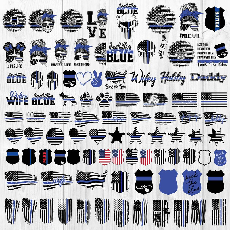 Thin Blue Line Bundle Svg, Thin Blue Line Svg, Police Thin Blue Line Svg, Png Dxf Eps Digital File.jpg