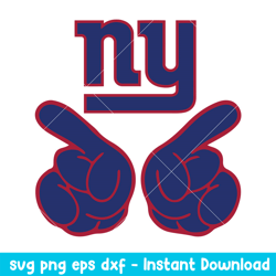 Hand Two New York Giants Svg, New York Giants Svg, NFL Svg, Png Dxf Eps Digital File