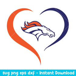 Heart Denver Broncos Logo Svg, Denver Broncos Svg, NFL Svg, Png Dxf Eps Digital File
