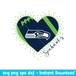 Heart Seattle Seahawks  Svg, Seattle Seahawks  Svg, NFL Svg, Png Dxf Eps Digital File