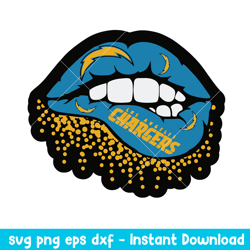 Los Angeles Chargers Lips Svg, Los Angeles Chargers Svg, NFL Svg, Png Dxf Eps Digital File