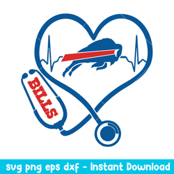 Stethoscope Heart Buffalo Bills Svg, Buffalo Bills Svg, NFL Svg, Png Dxf Eps Digital File