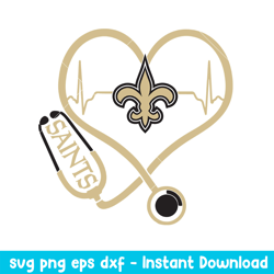 Stethoscope Heart New Orleans Saints Svg, New Orleans Saints Svg, NFL Svg, Png Dxf Eps Digiatl File