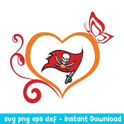 Tampa Bay Buccaneers Heart Logo Svg, Tampa Bay Buccaneers Svg, NFL Svg, Png Dxf Eps Digital File