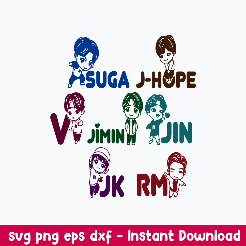 Adorable 7 Different TinyTan BTS Svg, Kpop Star Svg, Adorable TinyTan Svg, Png Dxf Eps File.jpeg