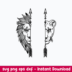 Arrow Lion Couple Svg, Lion Svg, Animal Svg, Png Dxf Eps Digital File
