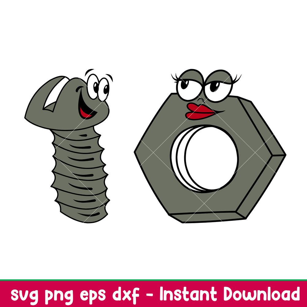 Bolt And Nut, Bolt And Nut Svg, Valentine’s Day Svg, Couple Matching Svg, Love Svg,png, dxf, eps file.jpeg
