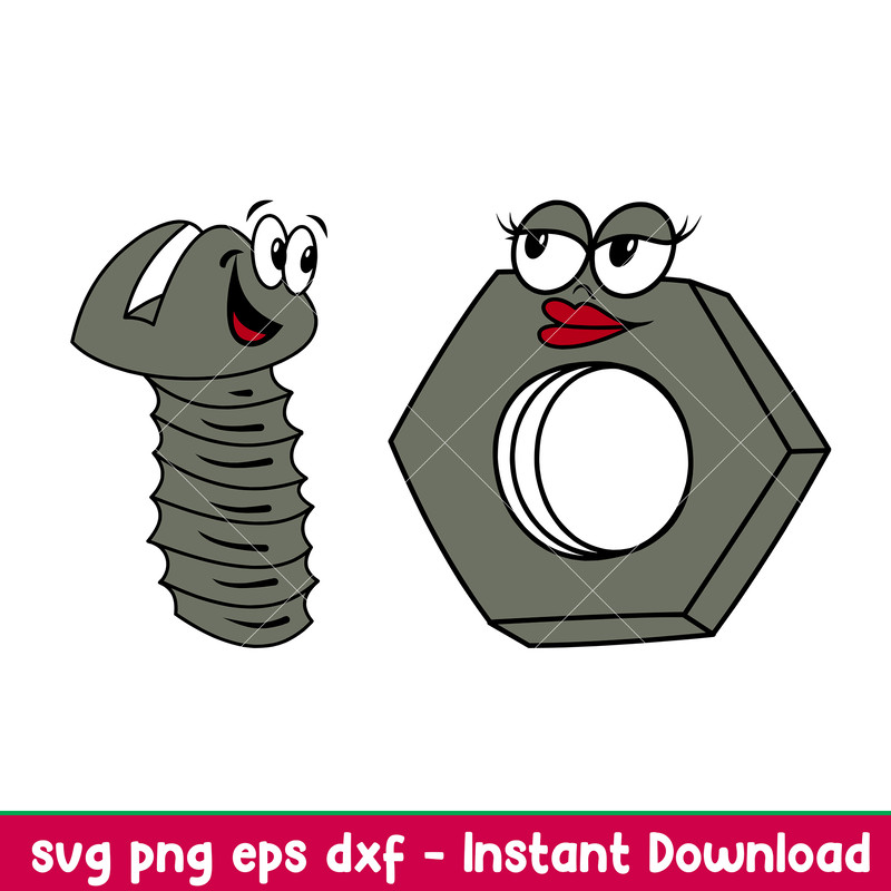 Bolt And Nut, Bolt And Nut Svg, Valentine’s Day Svg, Couple Matching Svg, Love Svg,png, dxf, eps file.jpeg