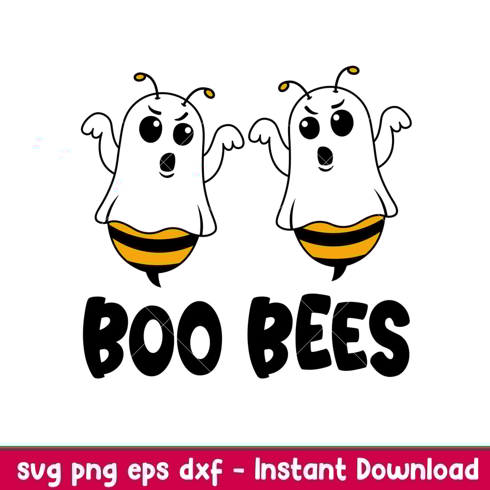 Boo Bees, Boo Bees Svg, Ghost Bee Svg, Boo Svg, Halloween Svg,png, dxf,eps file.jpeg