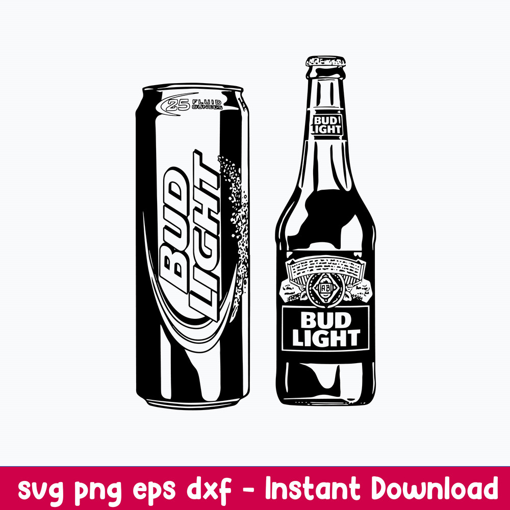 Bud Light Bottle And Can Alcohol Beer Svg, Bud Light Svg, Png Dxf Eps File.jpeg