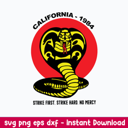 California 1984 Strike First Strike Hard No Mercy Svg, California 1984 Strike First Svg, Png Dxf Eps File