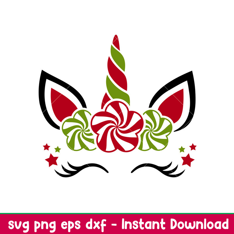 Christmas-Unicorn 3, Christmas Unicorn Svg, Candy Unicorn Svg, Christmas Svg, Holy Unicorn Svg, png, dxf, eps file.jpeg