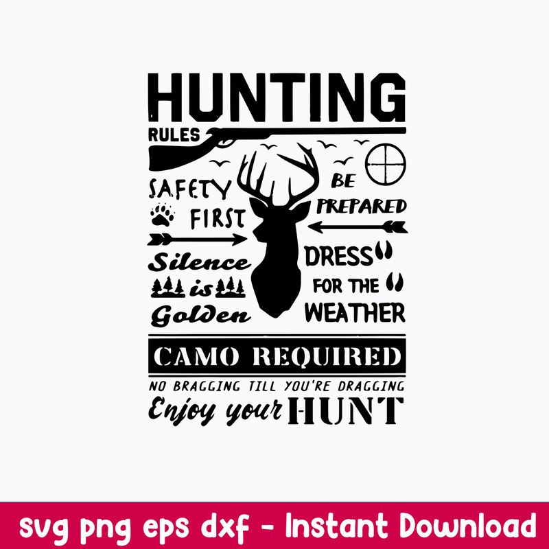 Deer Hunting Rules Svg, Hunting Poster Svg, Png Dxf Eps File.jpeg