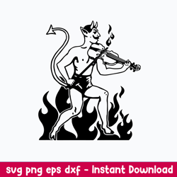 Devil Playing Fiddle Svg, Devil Svg, Png Dxf Eps File