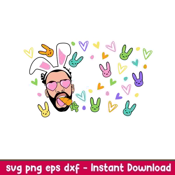 Easter Bad Bunny Full Wrap, Easter Bad Bunny Full Wrap Svg, Starbucks Svg, Coffee Ring Svg, Cold Cup Svg, png, dxf, eps file.jpeg