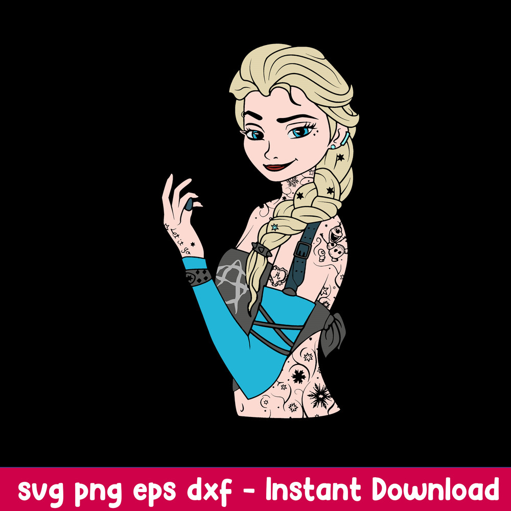 Elsa Tattoo Svg, Pincess Elsa Svg, Disney Svg, Png Dxf Eps File.jpeg