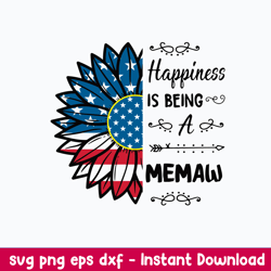 Happiness Is Being A Memaw Svg, Png Dxf Eps Digital File
