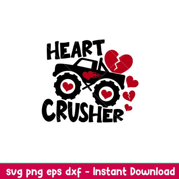 Heart Crusher Truck, Heart Crusher Truck Svg, Valentine’s Day Svg, Valentine Svg, Love Svg,png,dxf,eps file.jpeg
