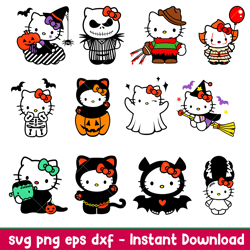 Helloween Kitty, Halloween Cats Svg, Smiling Jack Svg, Nightmare Svg, Halloween Svg, png,dxf,eps file