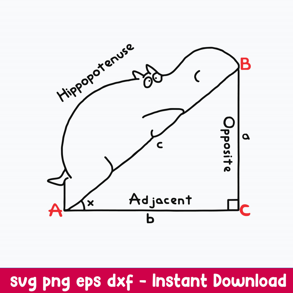 Hippopotenuse Adjacent Opposite Svg, Png Dxf Eps File.jpeg