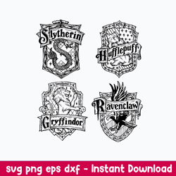 Hogwarts Houses Svg, Wizardy House Classes Svg Bundle, Harry Potter Svg, Png Dxf Eps File
