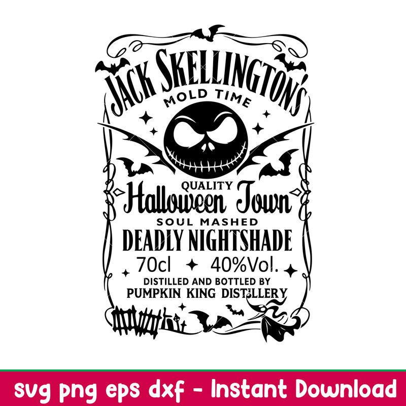 Jack Skellington Wiskey, Jack Skellington Wiskey Svg, Halloween Svg, Nightmare Before Christmas Svg, Skull Svg, png, dxf, eps file.jpeg