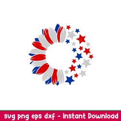 July 4th Sunflower, July 4th Stars Sunflower Svg, Starbucks Svg, Coffee Ring Svg, Cold Cup Svg, png, dxf, eps file