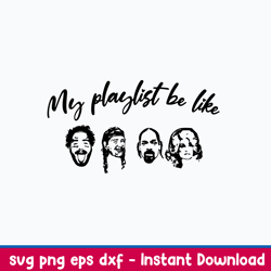 My Playlist Be Like Post Malon, Willie Nelson , Snoopdog , Dolly Parton Svg, Png Dxf Eps File