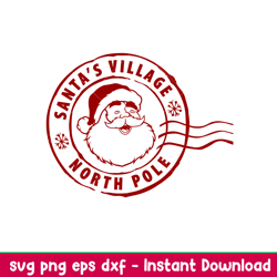 Satnas Village North Pole Rubber Stamp, Santas Village North Pole Rubber Stamp Svg, Merry Christmas Svg, Santa Claus Svg