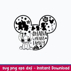 stitch ohana means family svg, cartoon stitch svg, png dxf eps file