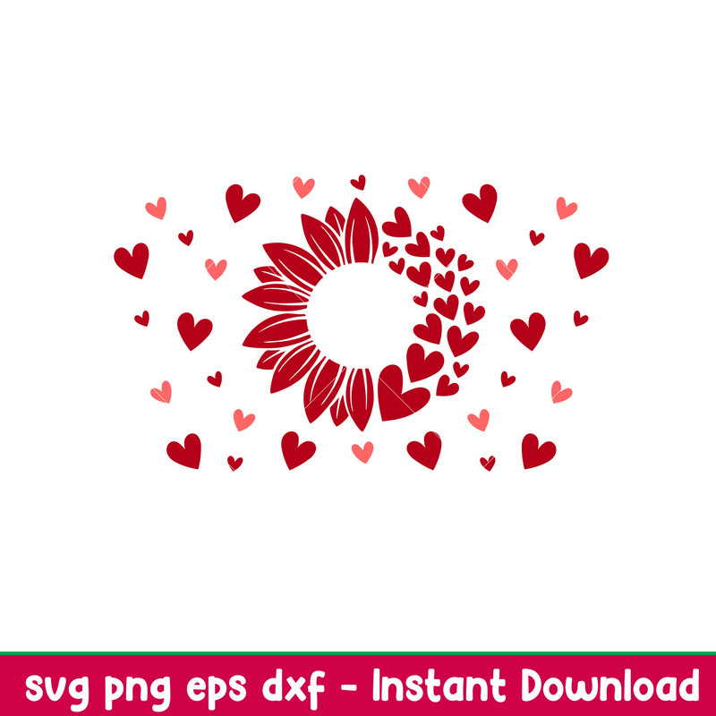 Sunflower Hearts Full Wrap, Sunflower Hearts Full Wrap Svg, Starbucks Svg, Coffee Ring Svg, Cold Cup Svg, png,dxf,eps file.jpeg