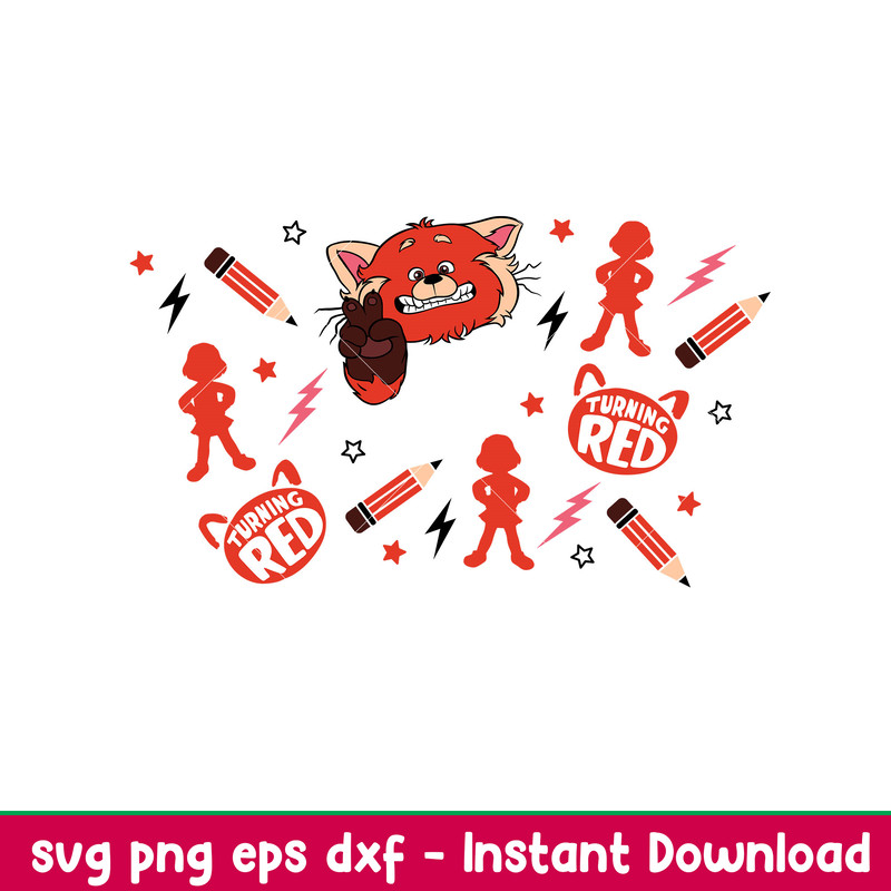 Turning Red Full Wrap, Turning Red Full Wrap Svg, Starbucks Svg, Coffee Ring Svg, Cold Cup Svg, png,dxf,eps file.jpeg