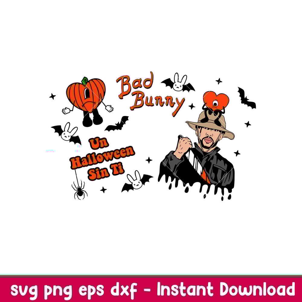 Un Halloween Sin Ti Full Wrap, Un Halloween Sin Ti Starbucks Full Wrap Svg, Halloween Svg, Spooky Season Svg, Trick or Treat Svg,png,dxf,eps file.jpeg