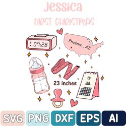 baby's first christmas 2023 svg, personalized baby 1st christmas svg, custom new baby svg, baby gift